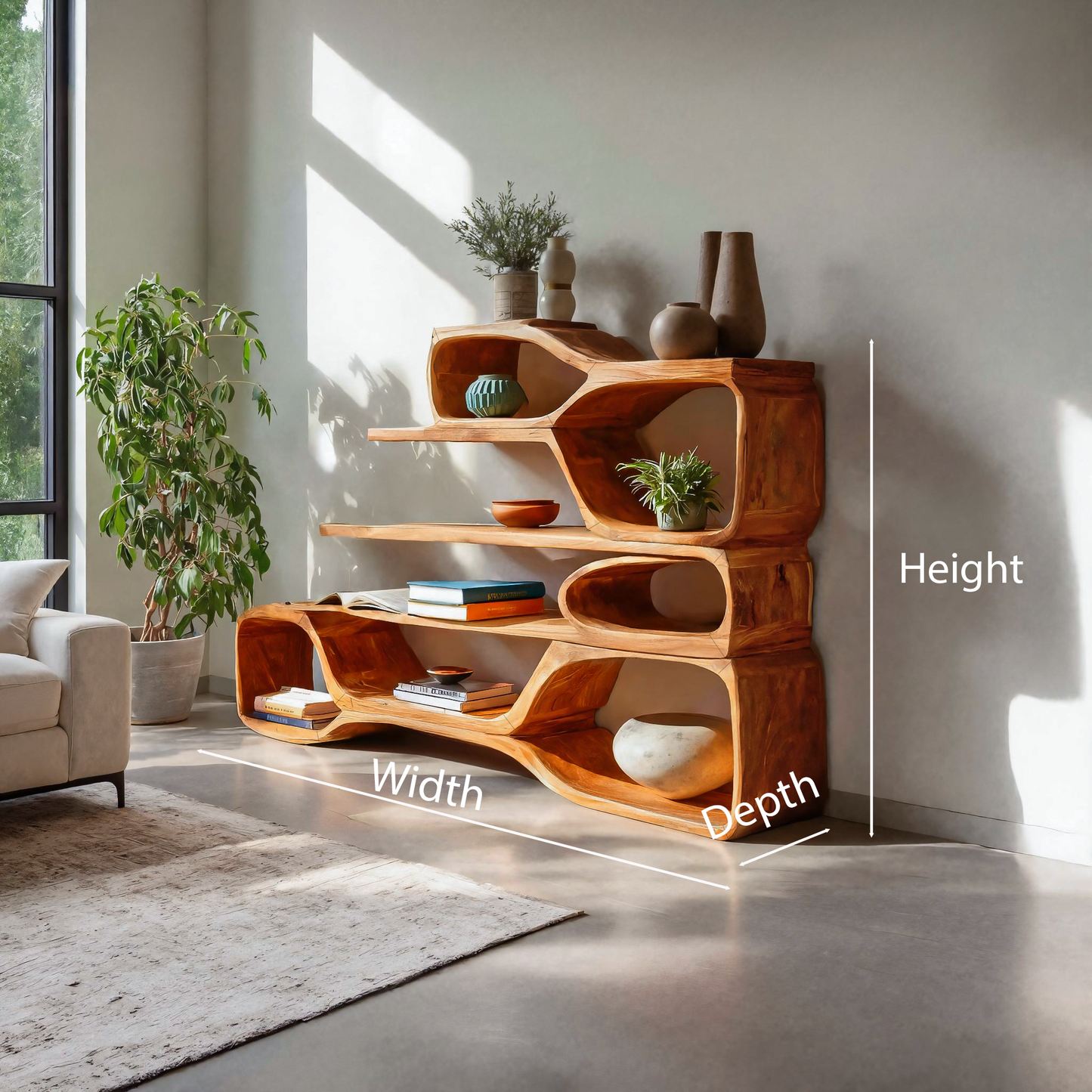 Curved Sculptural Bookshelf For Home Decor Lynnsnail