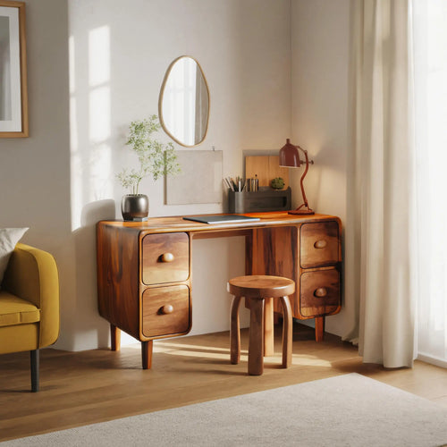 Modern Rounded Corner Desk With Drawers For Home Office Workspace Lynnsnail