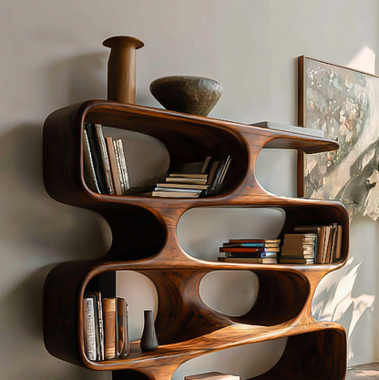 Statement Curved Bookcase For Modern Living Room Decor Lynnsnail
