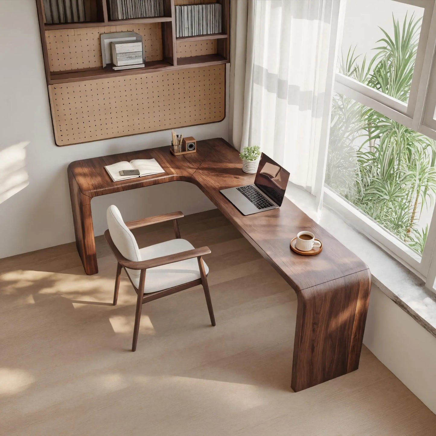 Modern L Shaped Desk With Smooth Curves For Home Office Lynnsnail