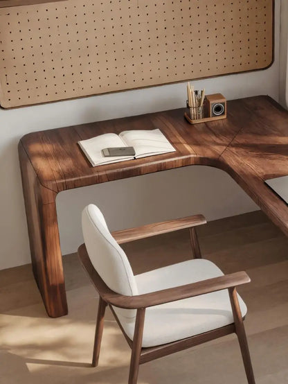 Modern L Shaped Desk With Smooth Curves For Home Office Lynnsnail