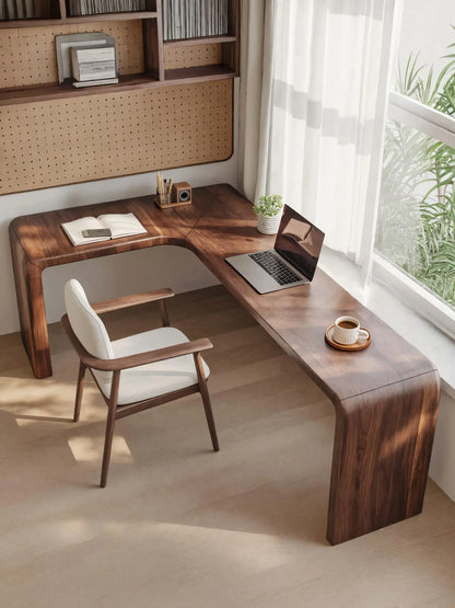Modern L Shaped Desk With Smooth Curves For Home Office Lynnsnail
