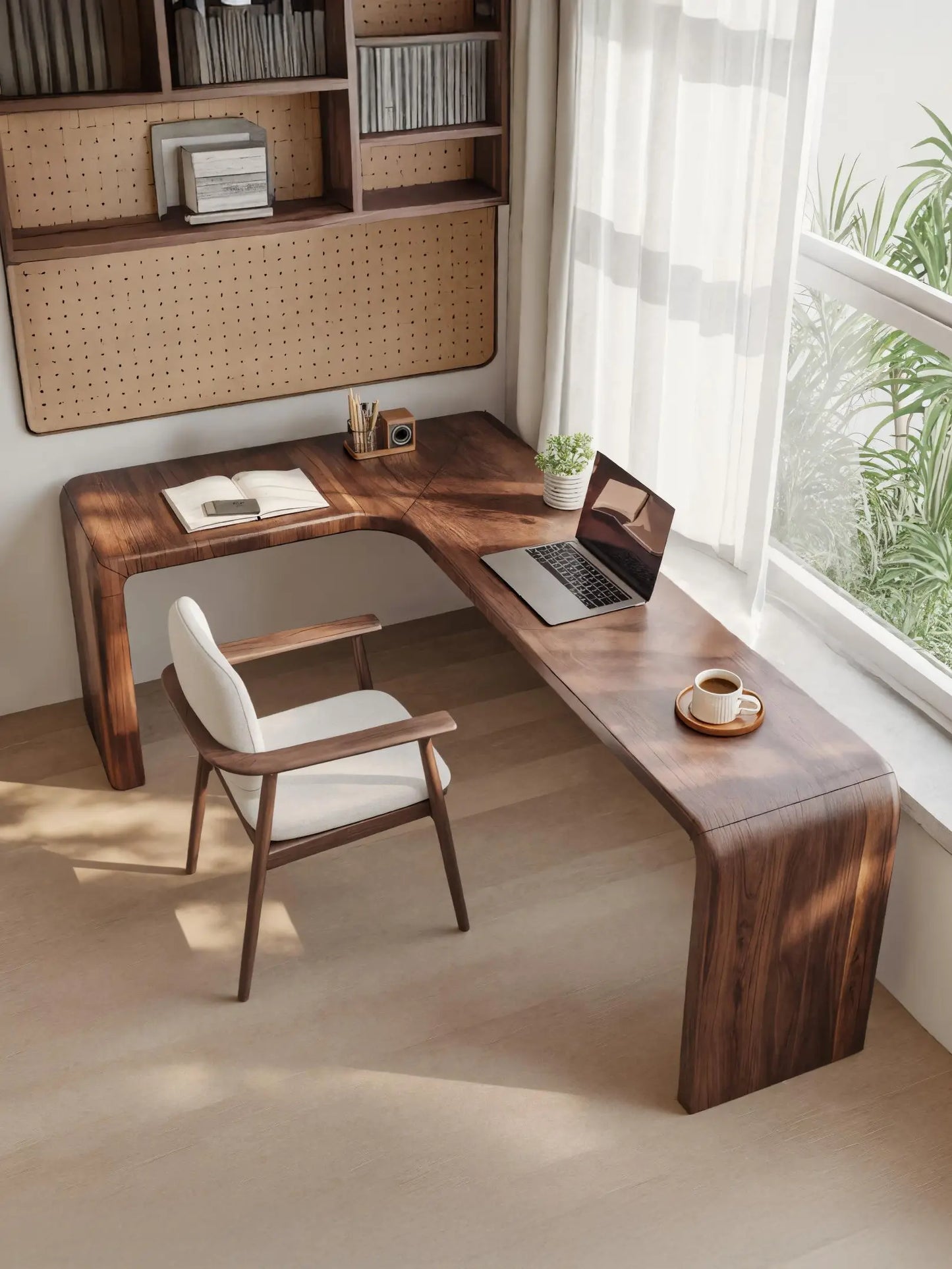 Modern L Shaped Desk With Smooth Curves For Home Office Lynnsnail