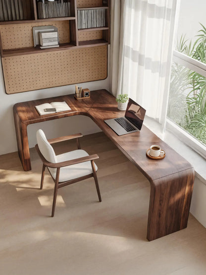 Modern L Shaped Desk With Smooth Curves For Home Office Lynnsnail
