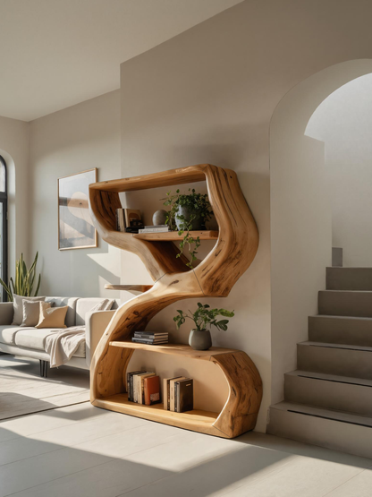Modern Sculptural Bookshelf With S Shaped Design For Living Room Lynnsnail