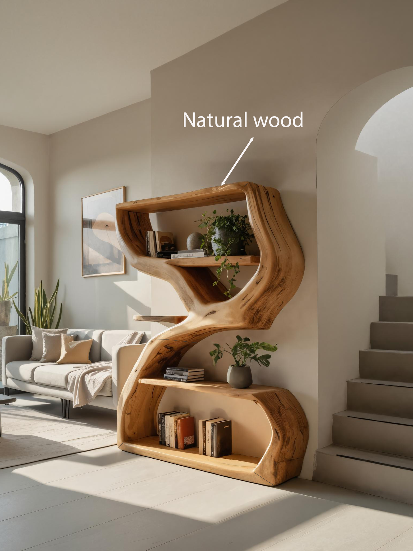 Modern Sculptural Bookshelf With S Shaped Design For Living Room Lynnsnail
