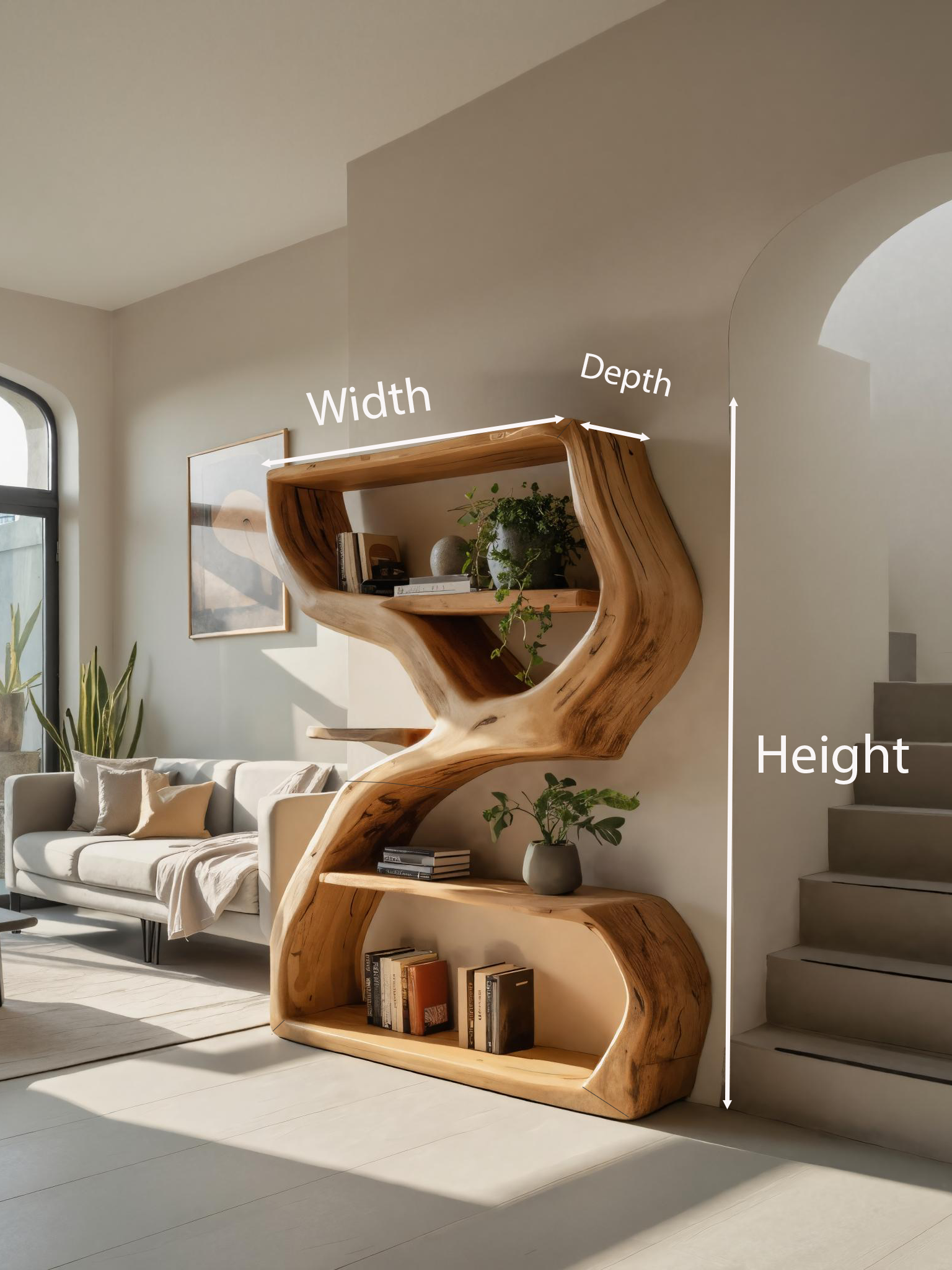 Modern Sculptural Bookshelf With S Shaped Design For Living Room Lynnsnail