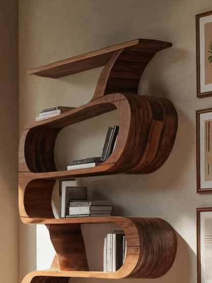 Modern Bookshelf With Curved Design For Living Room Lynnsnail