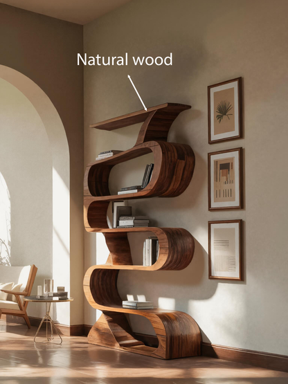 Modern Bookshelf With Curved Design For Living Room Lynnsnail