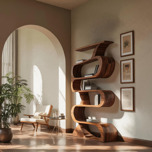 Modern Bookshelf With Curved Design For Living Room Lynnsnail