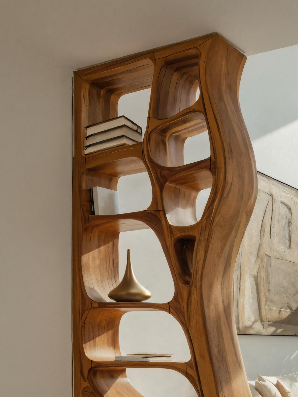 Modern Sculptural Bookshelf Room Divider For Living Room Lynnsnail