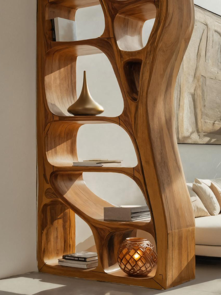 Modern Sculptural Bookshelf Room Divider For Living Room Lynnsnail