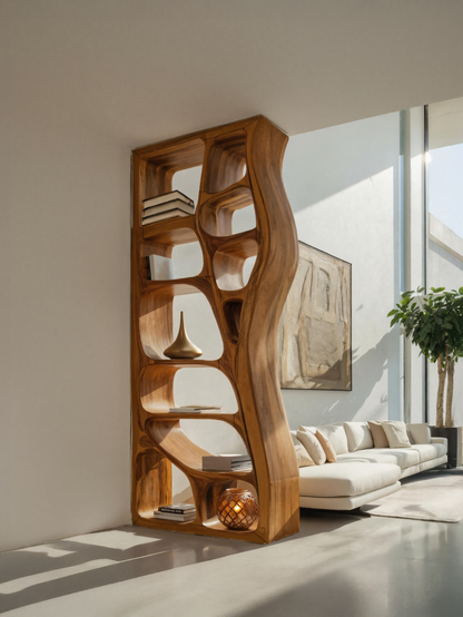 Modern Sculptural Bookshelf Room Divider For Living Room Lynnsnail