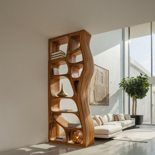 Modern Sculptural Bookshelf Room Divider For Living Room Lynnsnail