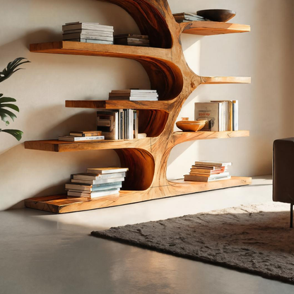 Handcrafted Curved Bookshelf For Living Room Furniture Lynnsnail