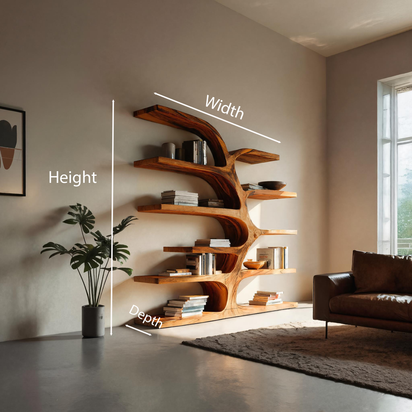 Handcrafted Curved Bookshelf For Living Room Furniture Lynnsnail