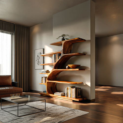 Organic Modern Bookshelf With Flowing Curves For Home Decor Lynnsnail