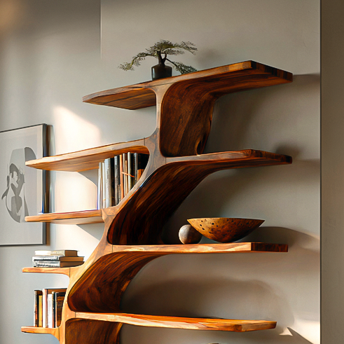 Organic Modern Bookshelf With Flowing Curves For Home Decor Lynnsnail