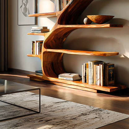 Organic Modern Bookshelf With Flowing Curves For Home Decor Lynnsnail