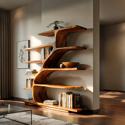 Organic Modern Bookshelf With Flowing Curves For Home Decor Lynnsnail