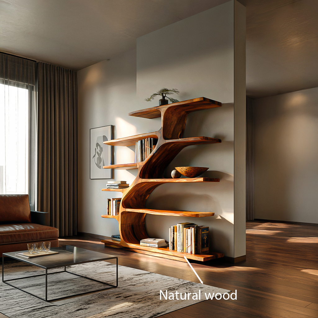 Organic Modern Bookshelf With Flowing Curves For Home Decor Lynnsnail