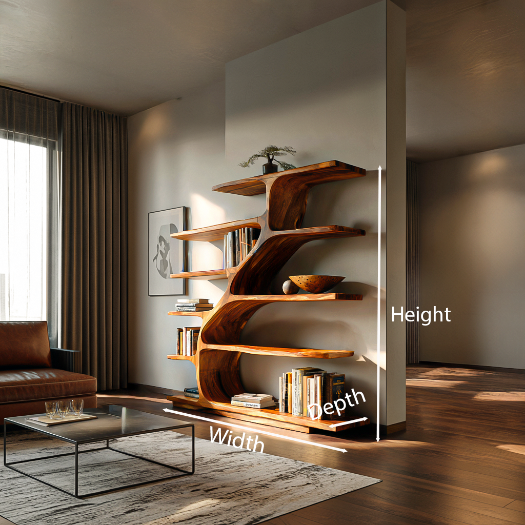 Organic Modern Bookshelf With Flowing Curves For Home Decor Lynnsnail