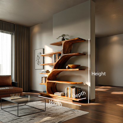 Organic Modern Bookshelf With Flowing Curves For Home Decor Lynnsnail