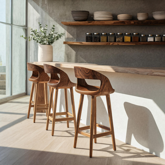 Modern Bar Stool With Curved Backrest For Kitchen Lynnsnail