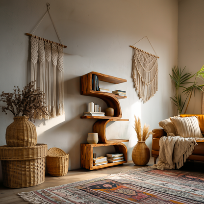 Organic Curved Wooden Bookshelf For Home Decor Lynnsnail