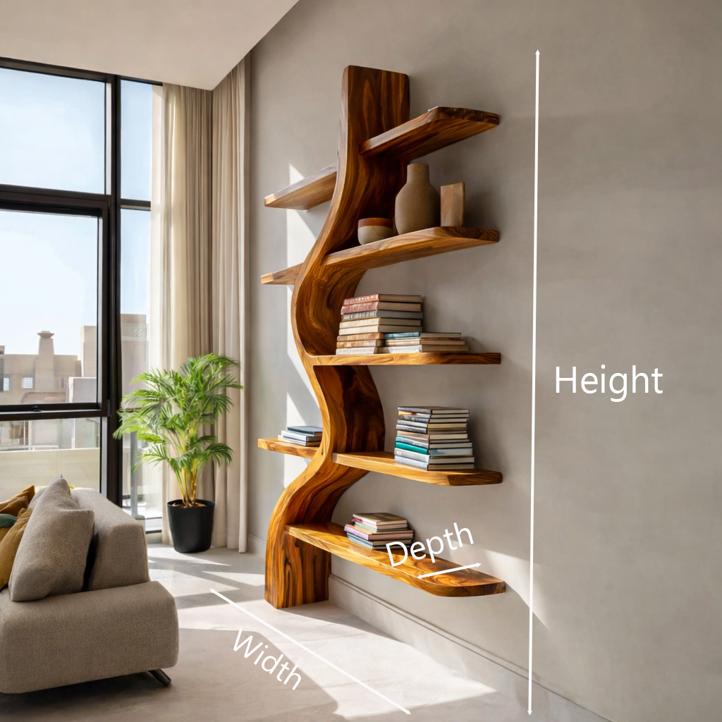 Artistic Wooden Bookshelf For Japandi Modern Interior Lynnsnail