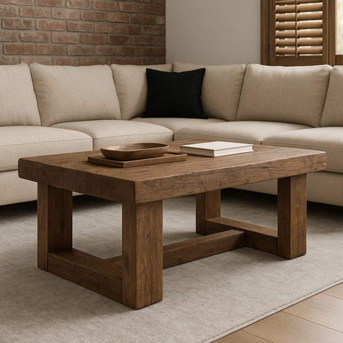 Handcrafted Solid Wood Coffee Table – Rustic Minimalist Design for Modern Living Spaces Lynnsnail