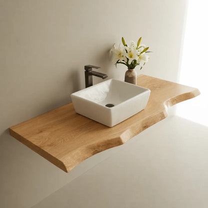 Live Edge Vanity Shelf | Solid Wood Floating Bathroom Countertop Lynnsnail