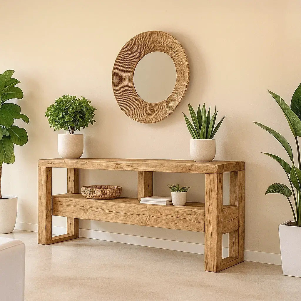 Handcrafted Solid Wood Console Table – Contemporary Organic Minimalism Lynnsnail