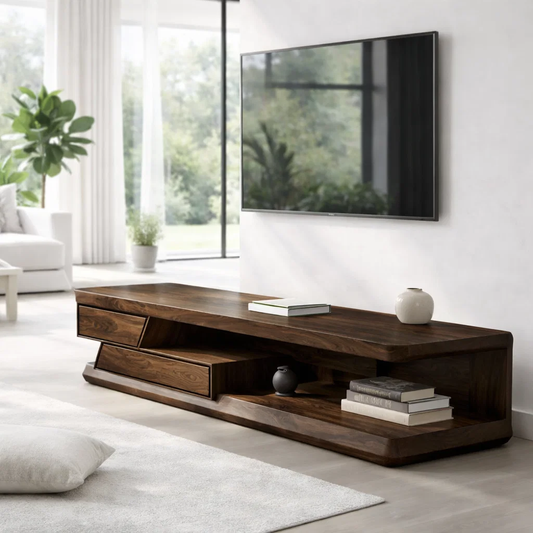Solid Wood TV Cabinet Modern Low Profile Media Console