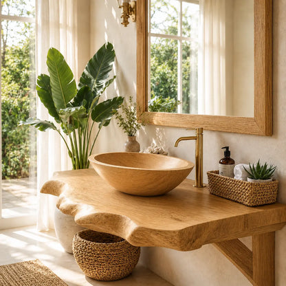 Spalted Live Edge Vanity Shelf | Tiered Solid Wood Floating Bathroom Counter Lynnsnail