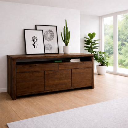 Solid Wood Console Table Modern Sideboard with Storage Cabinet