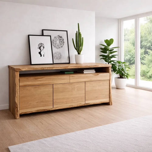 Solid Wood Console Table Modern Sideboard with Storage Cabinet