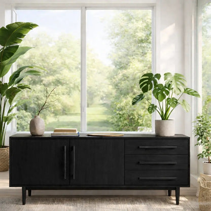 Modern Oak Console Table with Drawers & Cabinet Lynnsnail