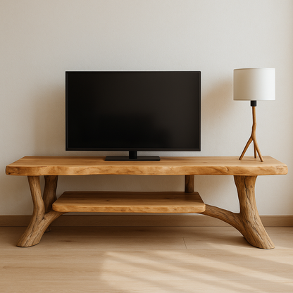 Handcrafted Solid Wood TV Stand – Natural Live Edge Rustic Design for Modern Interiors Lynnsnail