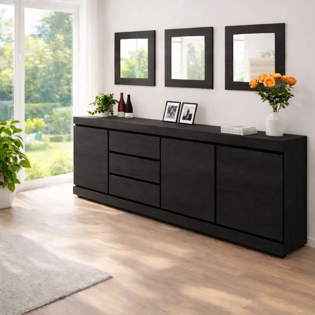 Modern Console Table with Drawers & Cabinet Storage Lynnsnail