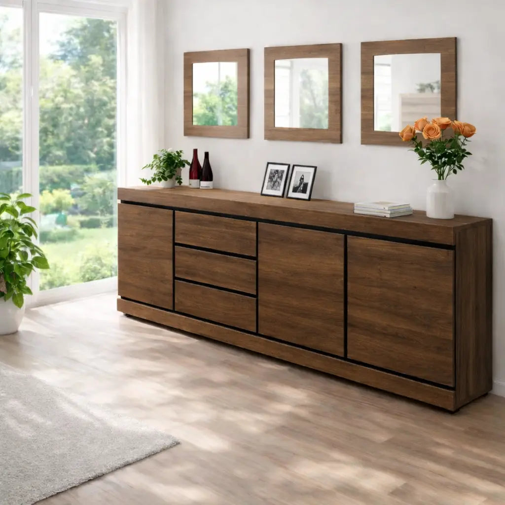 Modern Console Table with Drawers & Cabinet Storage Lynnsnail