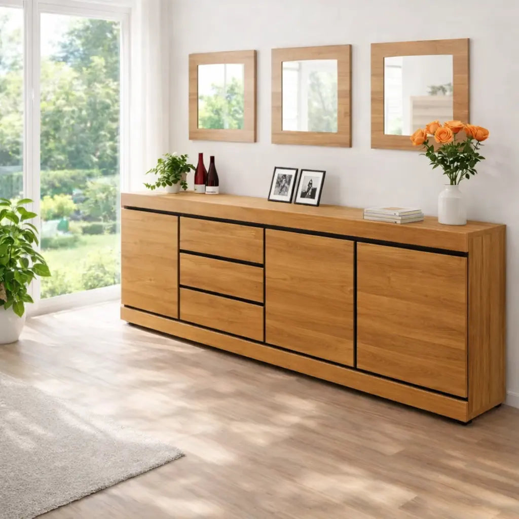 Modern Console Table with Drawers & Cabinet Storage Lynnsnail