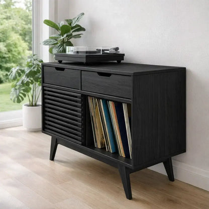 Modern Console Table with Drawers, Sliding Door & Open Storage Lynnsnail