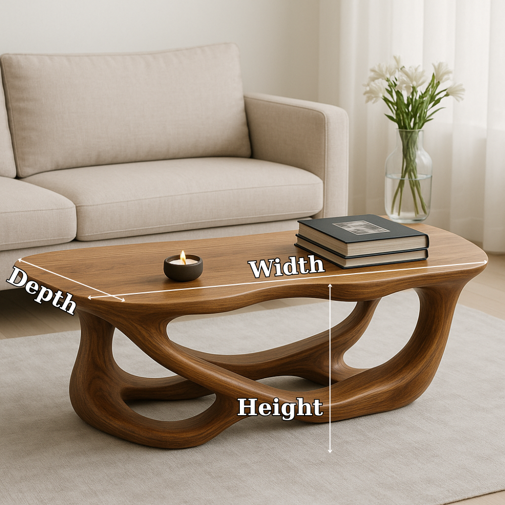 Handcrafted Solid Wood Coffee Table with Sculptural Flow Design – Modern Organic Furniture Lynnsnail