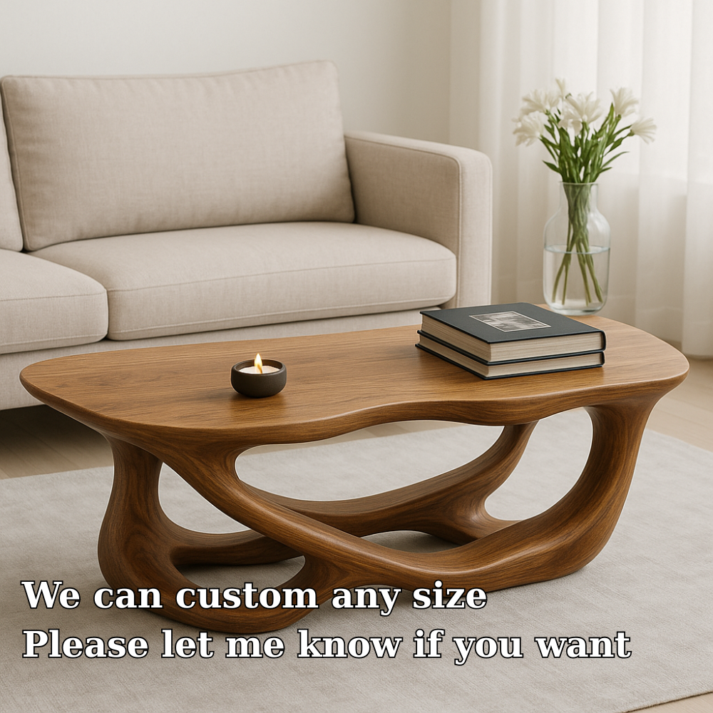 Handcrafted Solid Wood Coffee Table with Sculptural Flow Design – Modern Organic Furniture Lynnsnail