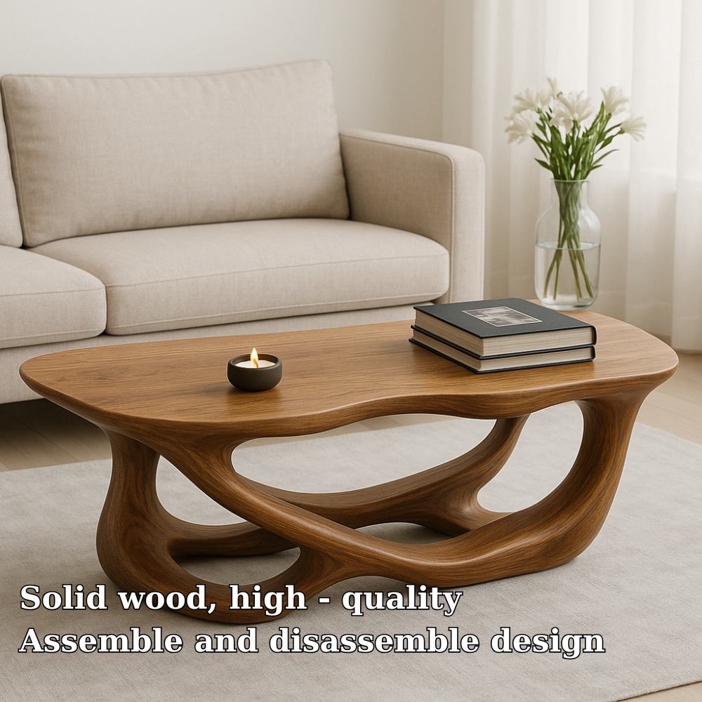 Handcrafted Solid Wood Coffee Table with Sculptural Flow Design – Modern Organic Furniture Lynnsnail