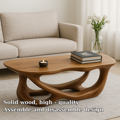 Handcrafted Solid Wood Coffee Table with Sculptural Flow Design – Modern Organic Furniture Lynnsnail