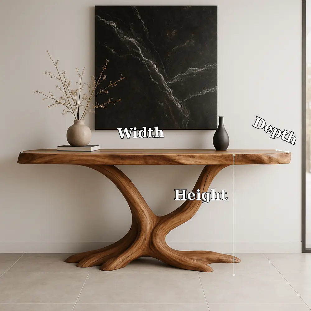 Handcrafted Solid Wood Console Table with Root Form Base – Modern Organic Design Lynnsnail