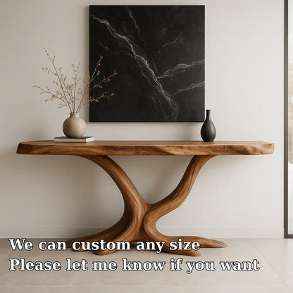 Handcrafted Solid Wood Console Table with Root Form Base – Modern Organic Design Lynnsnail