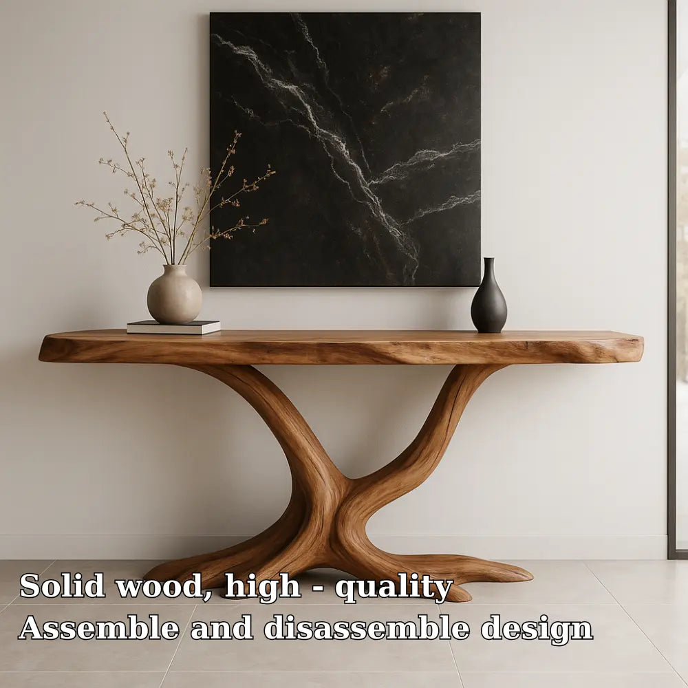 Handcrafted Solid Wood Console Table with Root Form Base – Modern Organic Design Lynnsnail